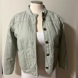 a.n.a. Quilted Jacket Womens Size Small Sage Green Long Sleeve Button Up Pockets